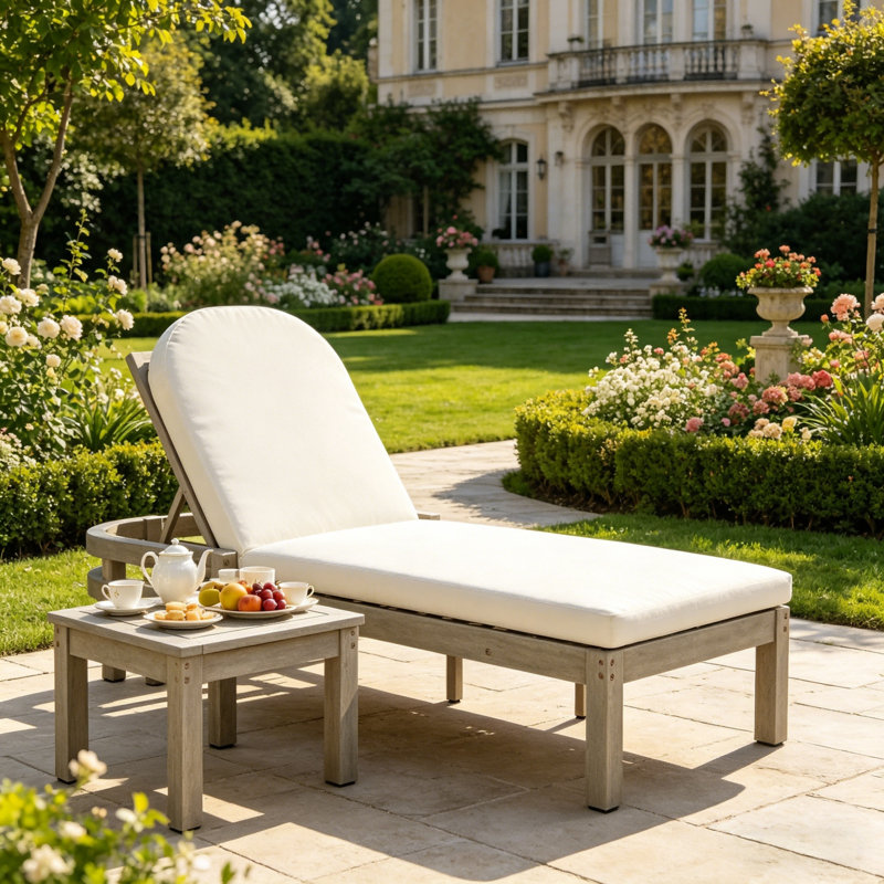 Chaise longue d'extérieur inclinable pour patio, Gris