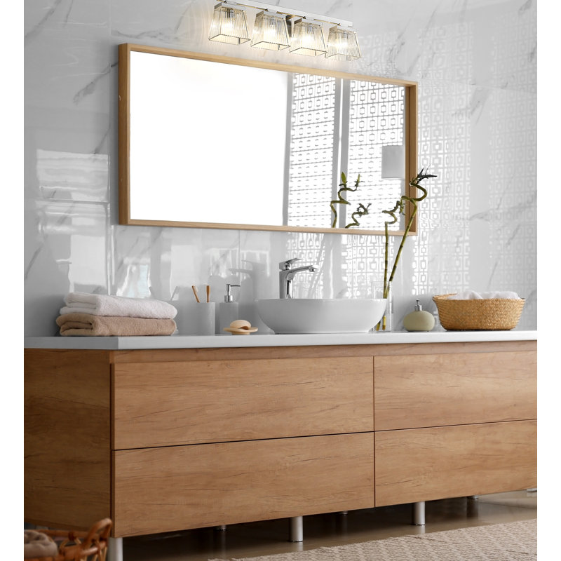 Meuble-lavabo 4 lumières Lutrische, Nickel brossé