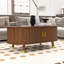 Table basse de style Mid-Century moderne avec porte coulissante en forme de tambour, station de charge intégrée-584249656