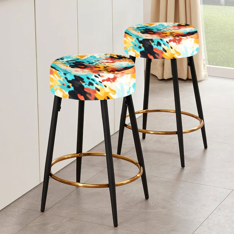 Ensemble de 2 tabourets de bar Art Print Expression Tell And Black