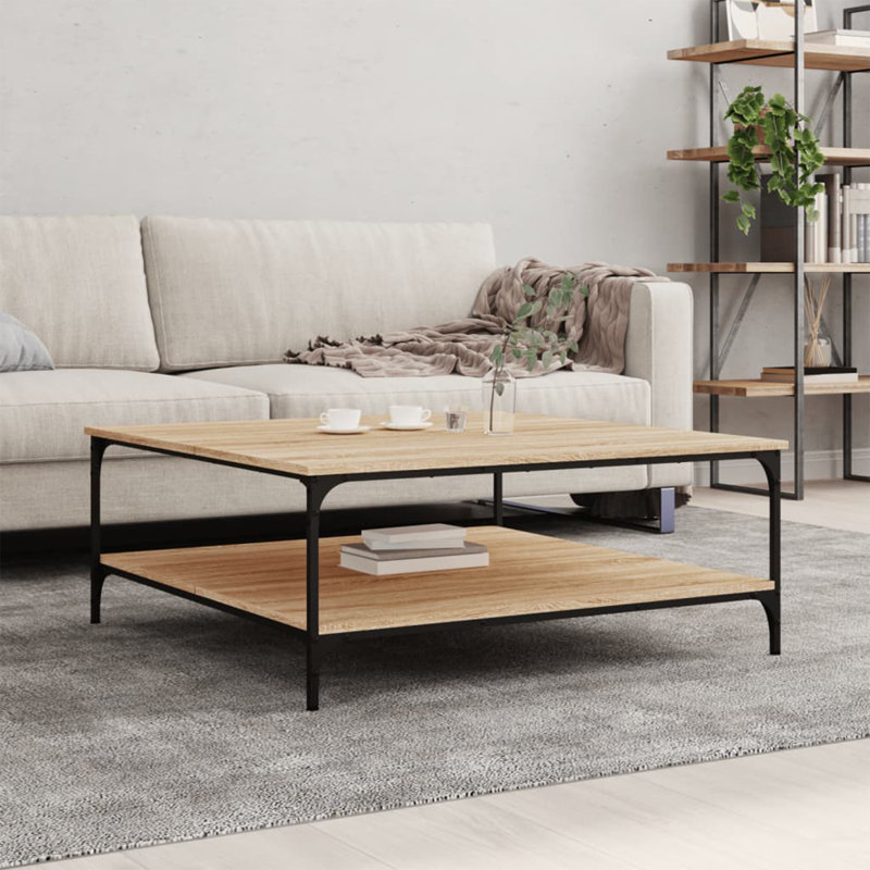 Rorer Four Leg Coffee Table with Storage, Sonoma Oak, 40cm H x 100cm W x 100cm D