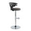 Ensemble de 2 tabourets pivotants contemporains réglables - siège en similicuir gris avec base chromée et repose-pieds arrondi en T-1668920761