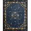 Tapis antique en laine noué à la main bleu des années 1920