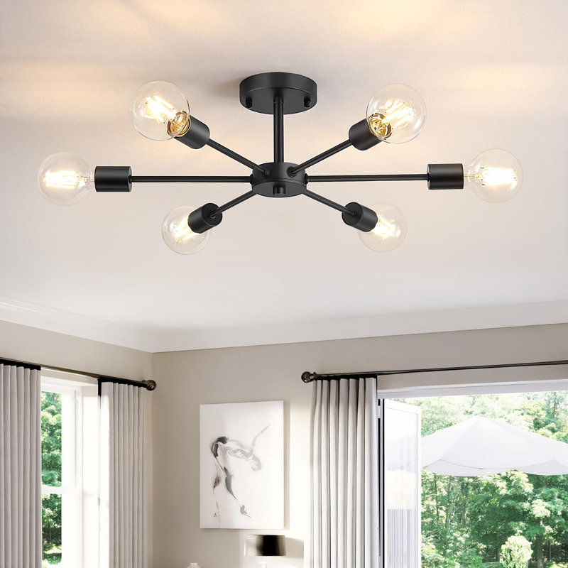 Semi Flush Mount, Matte Black