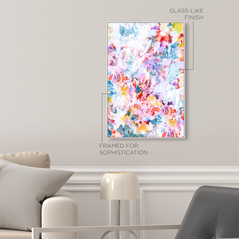 Blooming Peach and Lilac Canvas Abstract Print by Oliver Gal, 25"H x 17"W, White Frame