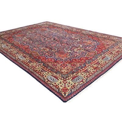 Tapis oriental rétro vintage mauve-bleu marine 9 x 13