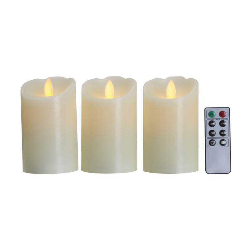 Wavy Top LED Unscented Wax Flickering LED Pillar Candles