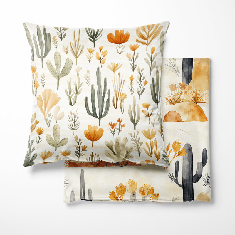 Coussin décoratif abstrait à imprimé abstrait - Boho Desert Minimal, 20"H x 20"W