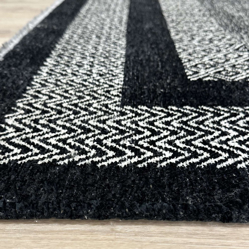Alfa Rich Candelario Black Washable Woven Cotton Area Rugs for Living Room Bedroom Kitchen Dining, Rectangle 5'1'' x 7'5''