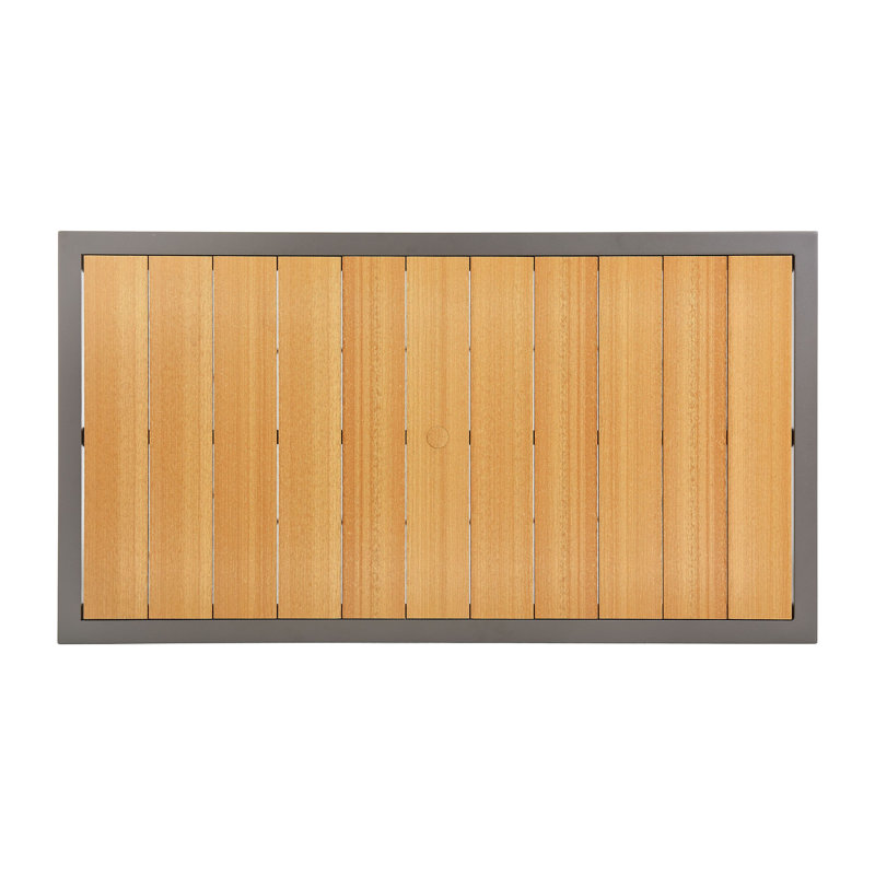 Harper All-Weather Aluminum & Poly-Resin 34" x 66" Rectangular Outdoor Dining Table w/Umbrella Hole