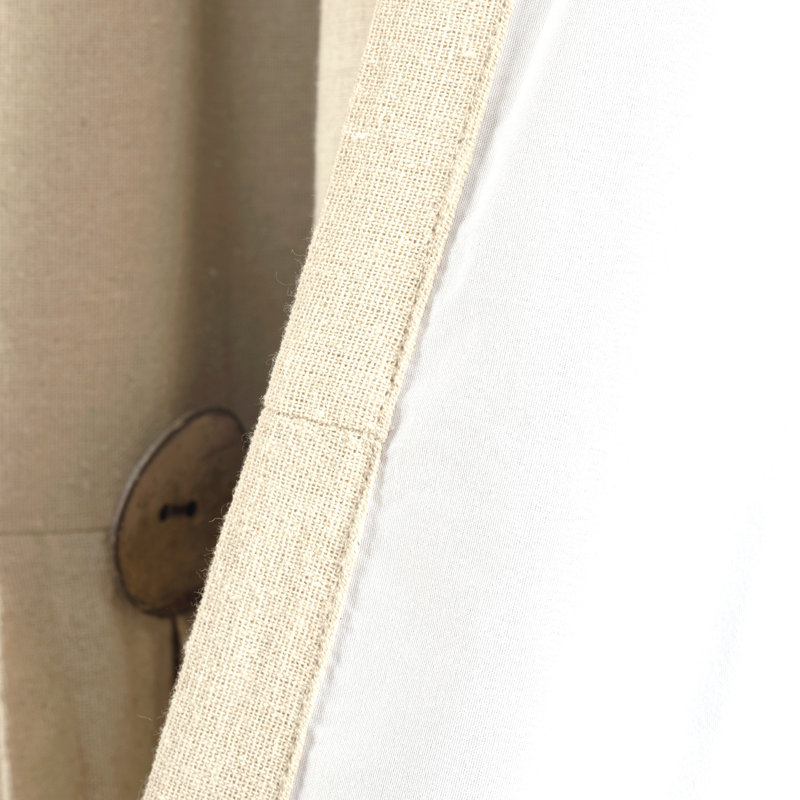 Linen Button Cotton Blend Blackout Curtain, Dark Linen
