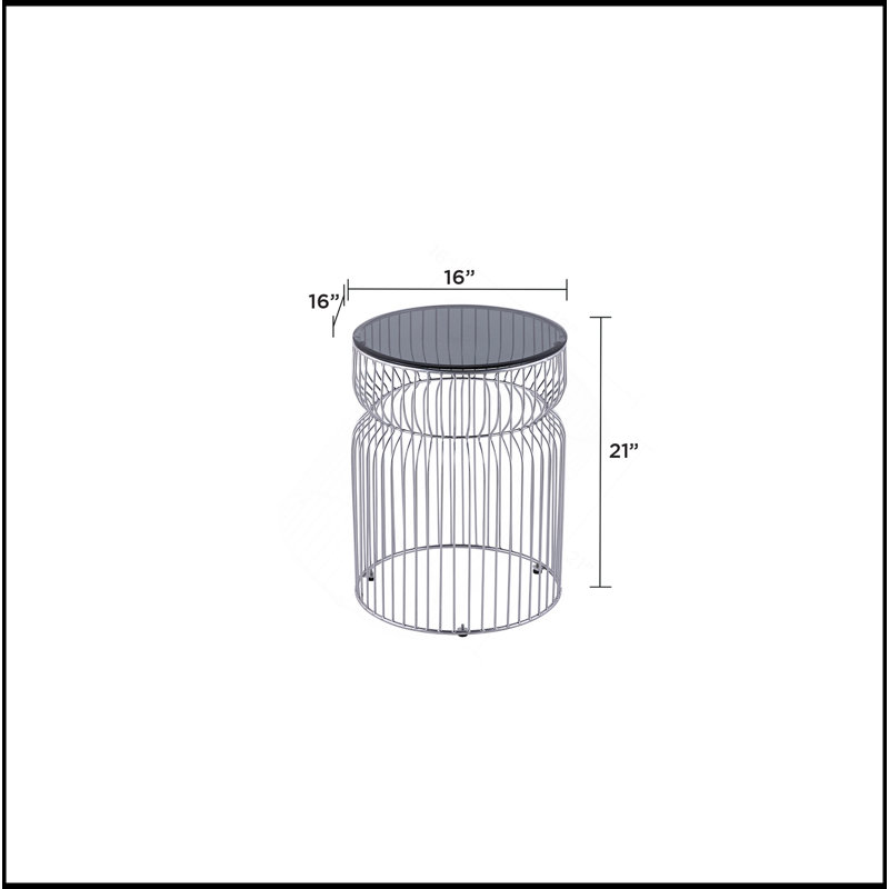 Ensemble de base moderne en métal emboîté et plateau en verre trempé teinté, table basse ronde de 30 po, table de bout d'une hauteur de 21 po, table d'appoint pour le salon, chrome