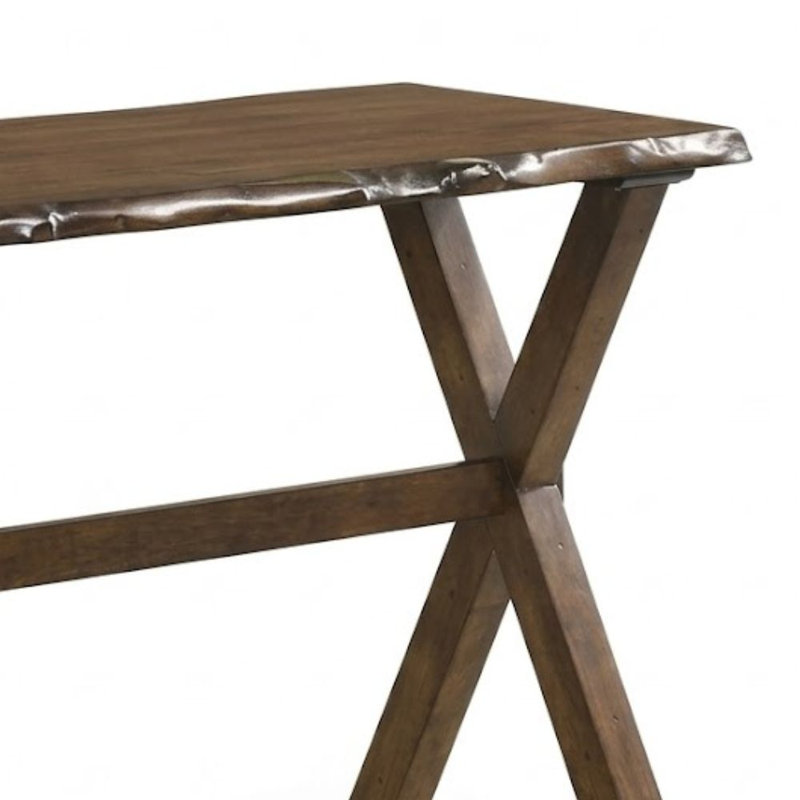 Vanessa Console rectangulaire en bois de noyer avec rebord et base en X