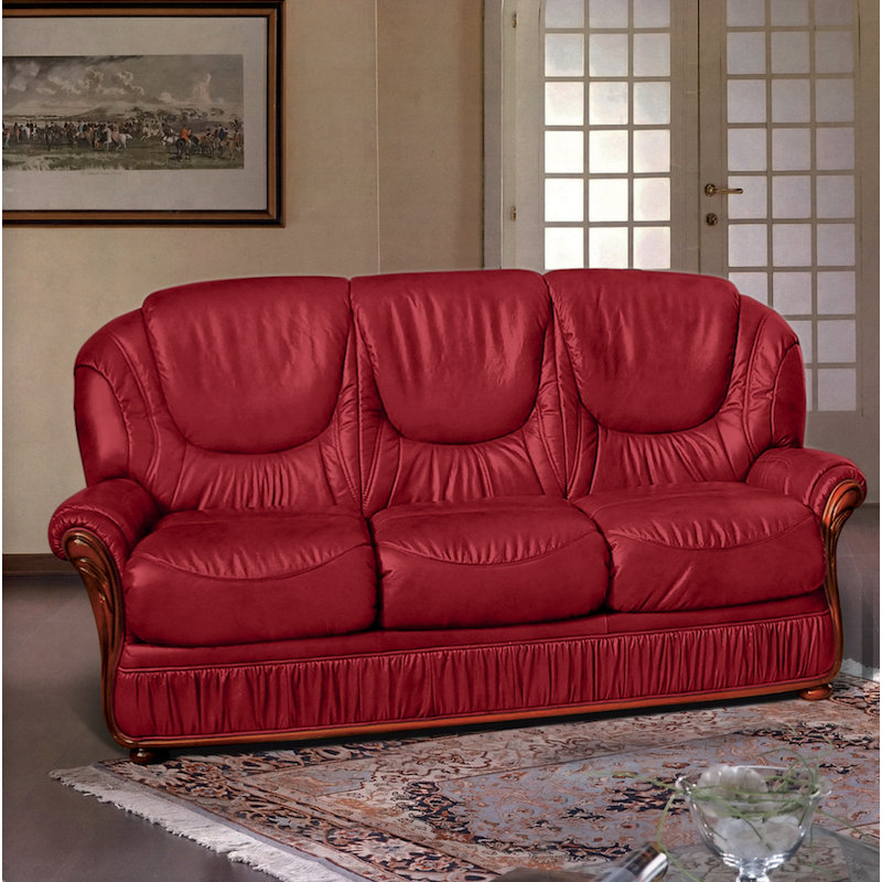 Kinzer Faux Leather Sofa, Bordeaux