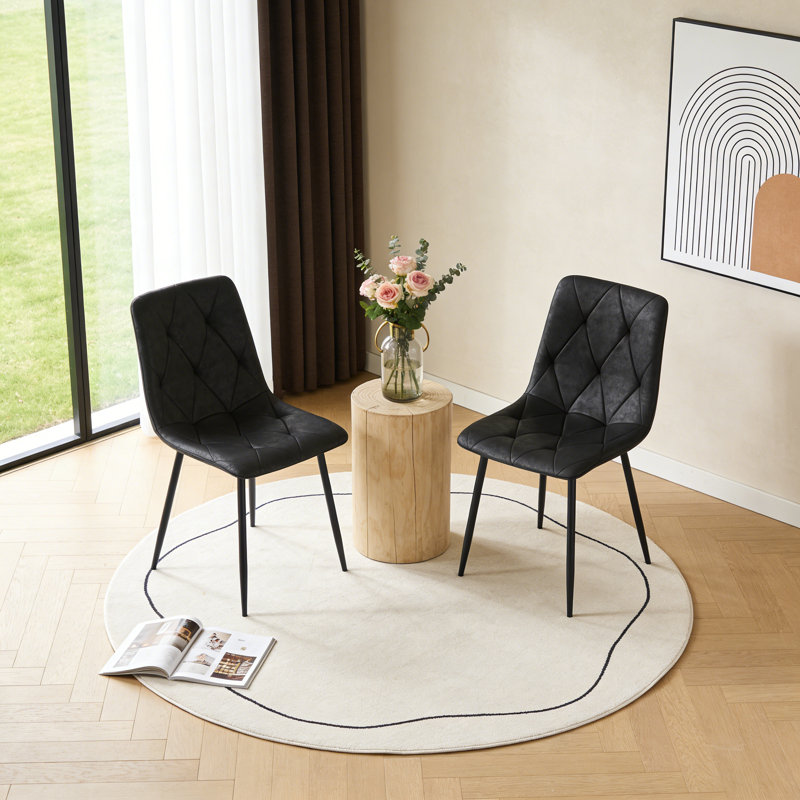 Chaises d'appoint, chaises de salle à manger avec pieds en métal noir Diamond, Noir, 2