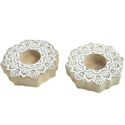  4X4 Wooden Candle Block Handmade Tea Light Holder with Rich Wood Stain Finish-(Pack Of-10)