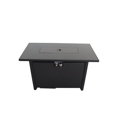Foyer de table d'extérieur chauffant H 25 po x l 42 po, acier, noir, acier pratique, grand espace de travail