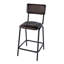 Waylon 30 in. Seat Height Leather and Iron Bar Height Stool with Back and Footrest-171709288