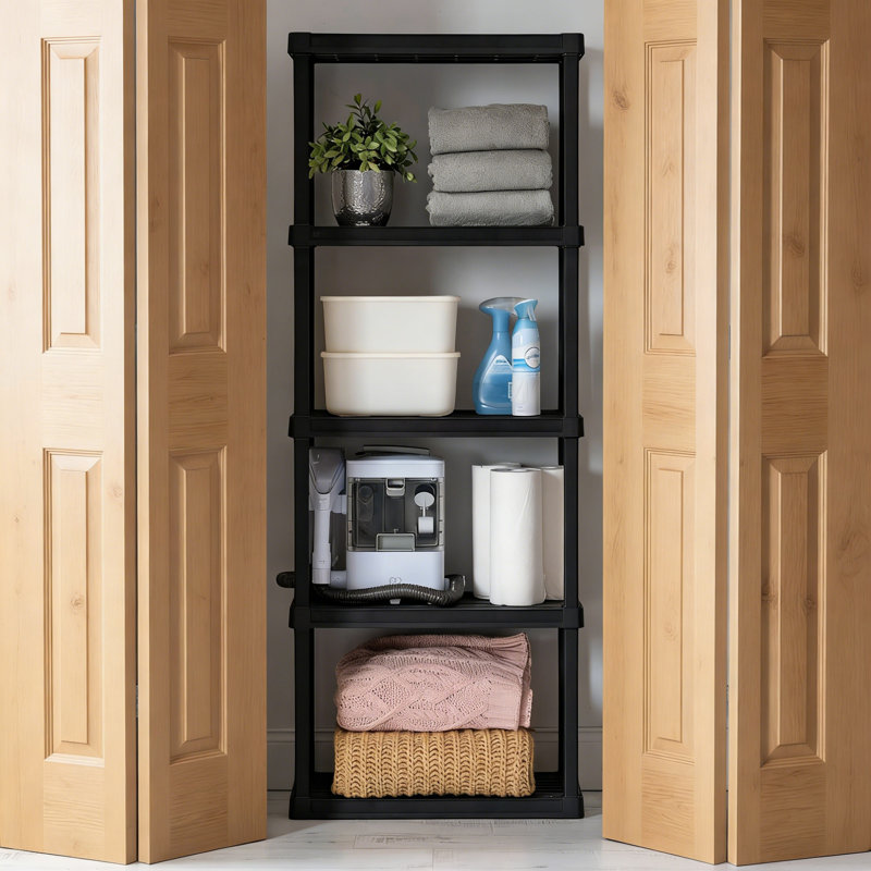 5-Tier Plastic Storage Shelves, 150Lb Capacity Home Organizer For Multiple Rooms, 63.63'' H x 23.9'' W x 11.8'' D