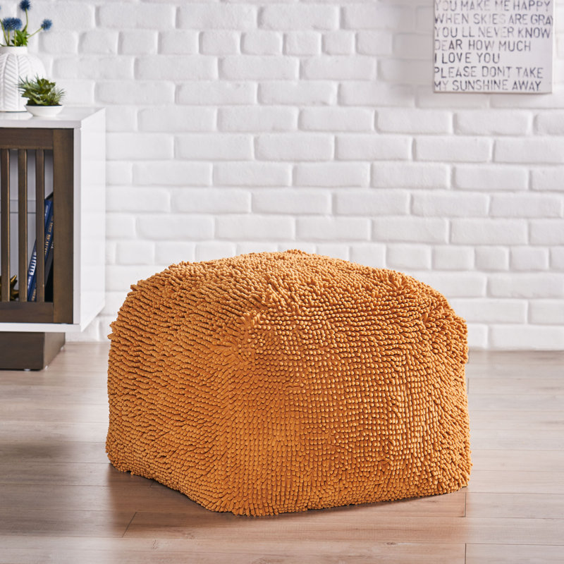 Pouf carré de 20 po de largeur, Jaune