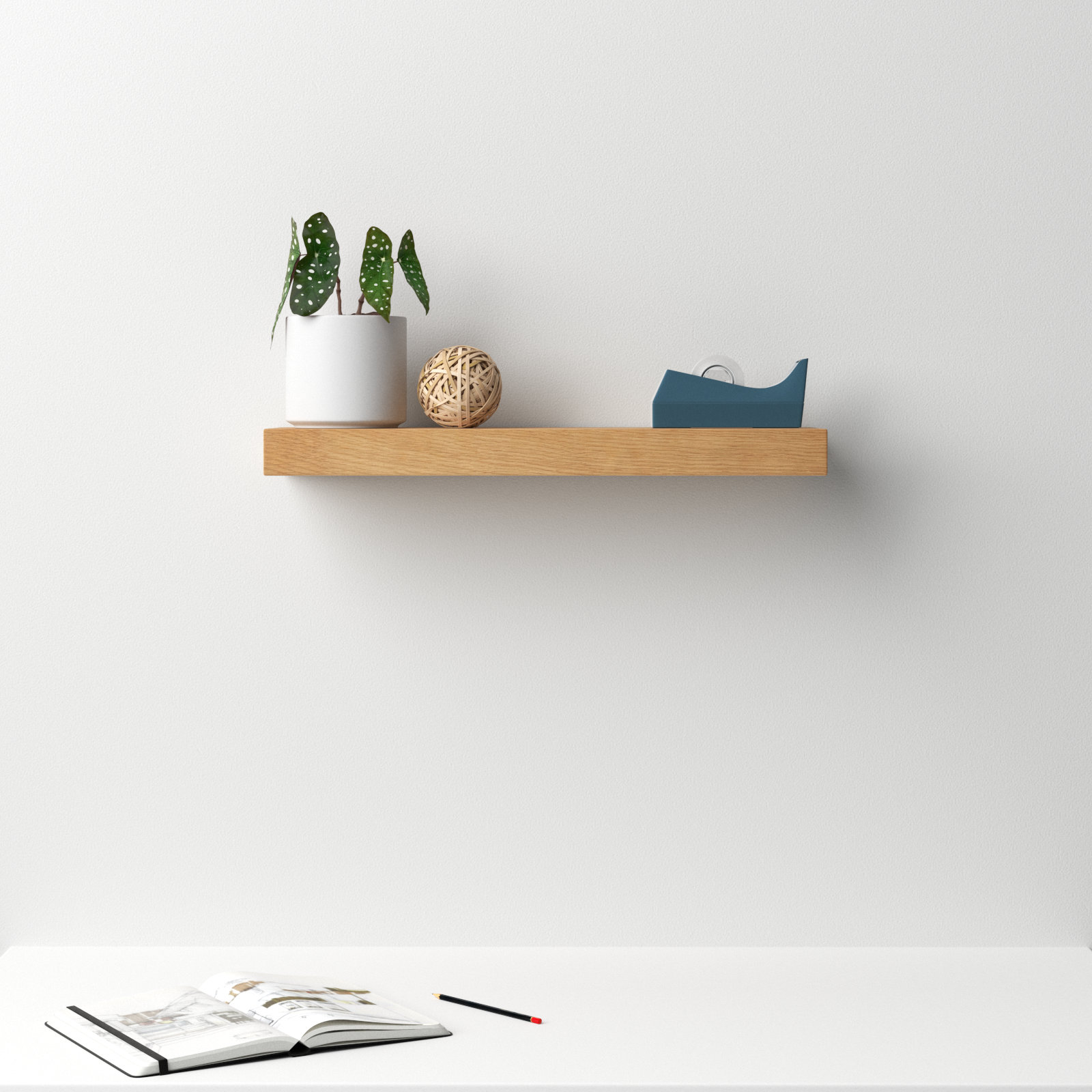 Sherice Floating Shelf, Oak, 1.97" H x 23.63" W x 10.24" D