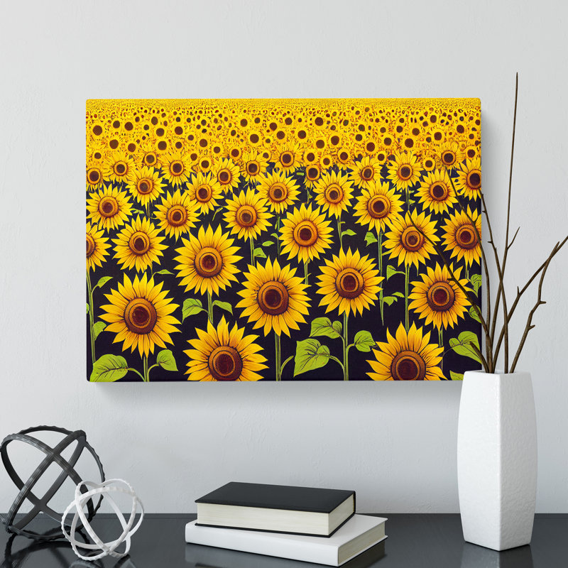 The Sunflower Field - Wrapped Canvas Print, 35cm H x 50cm W x 3cm D