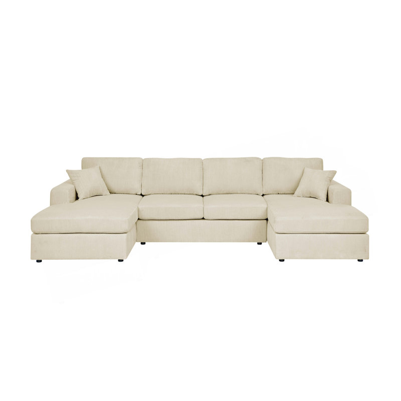 Canapé modulaire 3 pièces en velours côtelé 3 pièces, Crème, crème