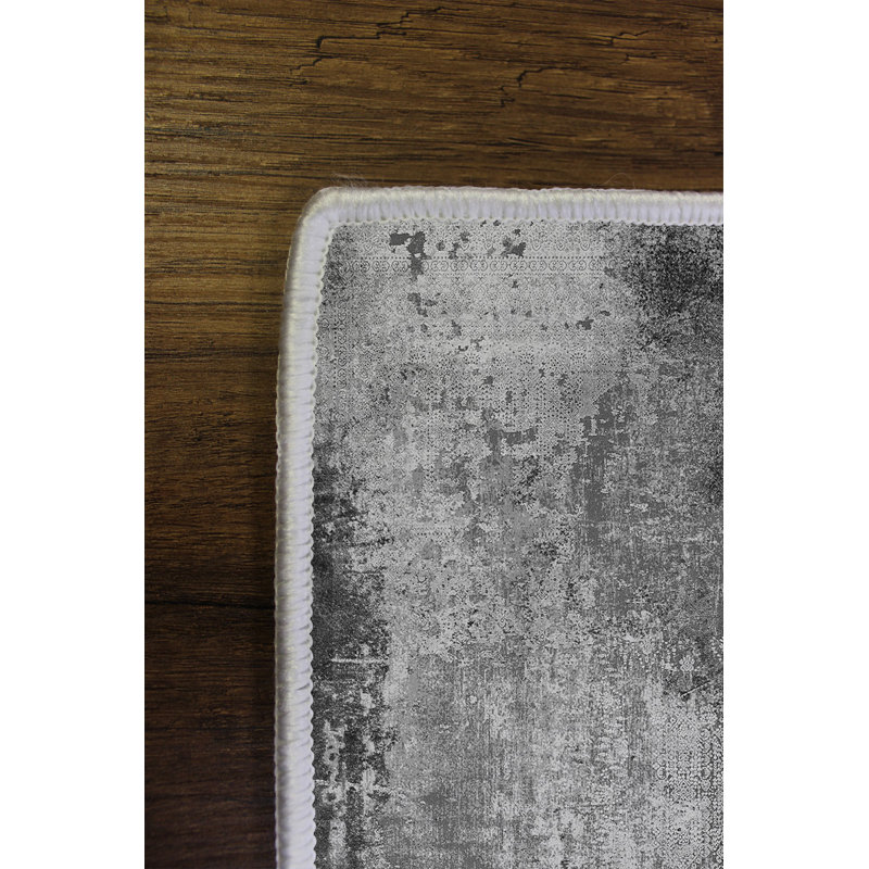 Stylish Anthracite Area Carpet (23.6 x 39.4 inches), 100% Polyester, 650 g/m² | 4 mm Pile Height, Digital Printing | Antibacterial, Eco-Friendly, Non-Slip PVC Dot Underside | Machine Washable for Easy Care