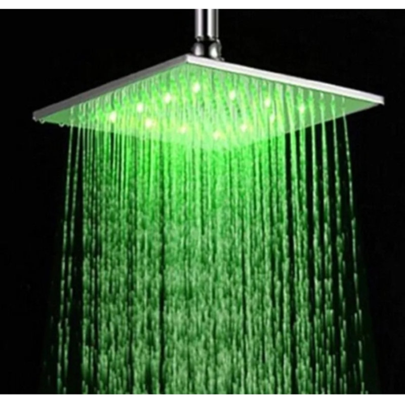 Pomme de douche à pluie à DEL de couleur changeante en nickel brossé - Luxe moderne avec lumières sensibles à la température