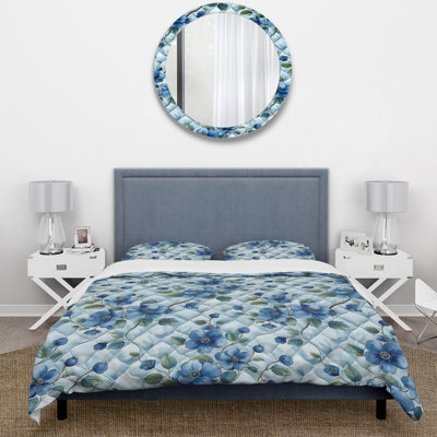 Ensemble de housse de couette Traditional Blue Trellis III