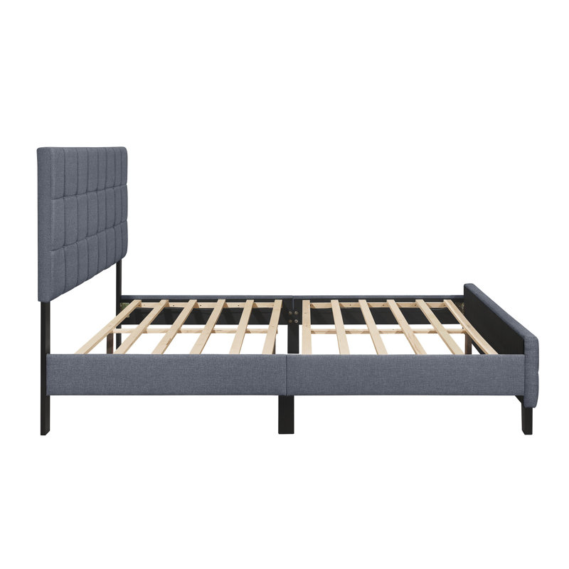 Alysia Upholstered Platform Bed, King, Dark Gray