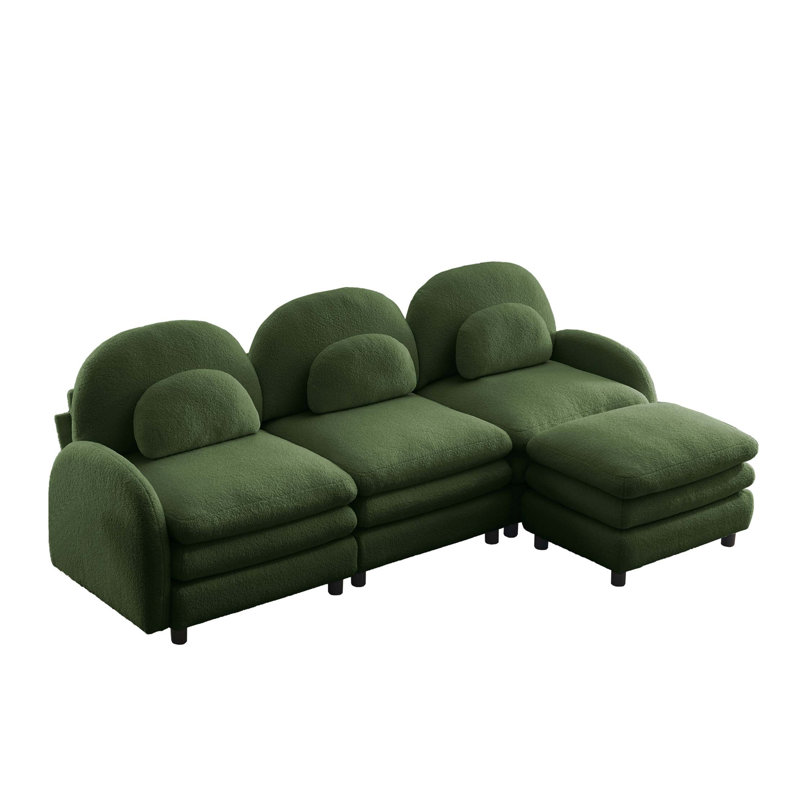 Canapé modulaire Teddy, H 35,4 po x l 98,2 po x P 55,5 po, Tissu - Vert