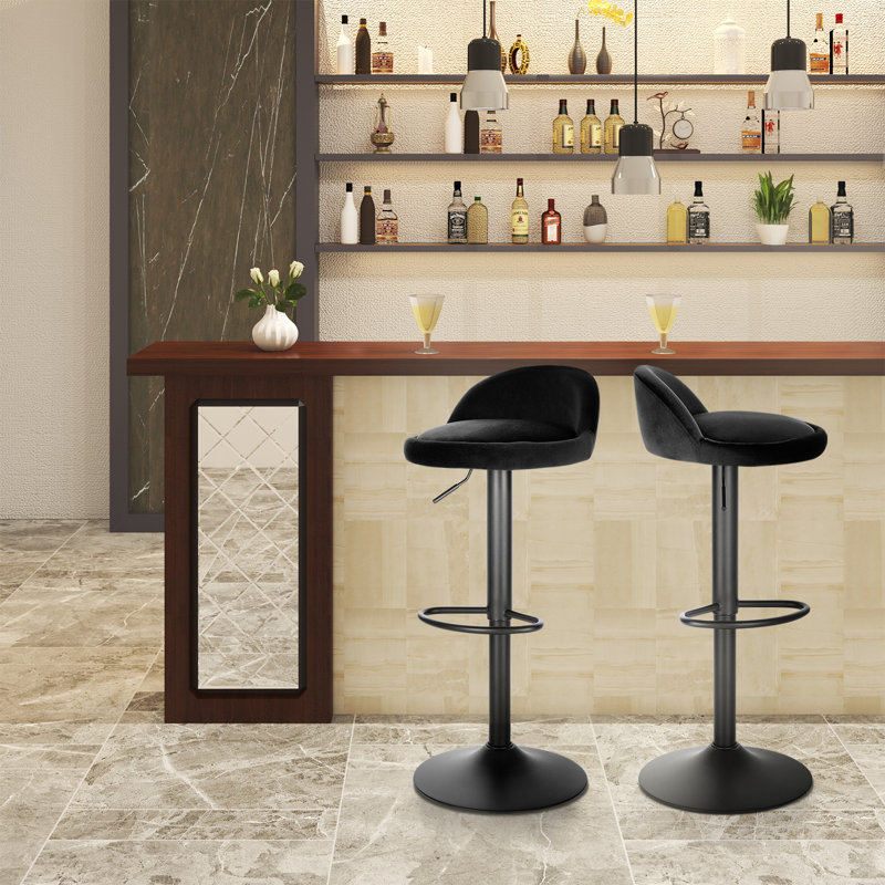 Ashanty Swivel Bar Stool, Black