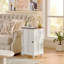 Meuble bas moderne de style milieu du siècle, 68,5 cm de hauteur, console de rangement pour serviettes rétro avec portes et étagère réglables - Noyer-1049216592
