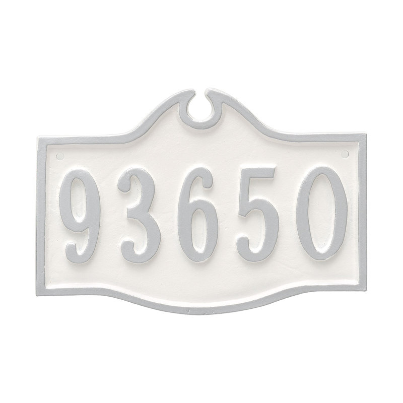 Plaque d’adresse murale sur 1 ligne colonial, Blanc / argent, Oui
