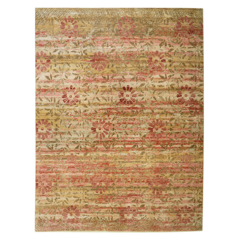 Pink Treillage Wool Silk Blend Rug