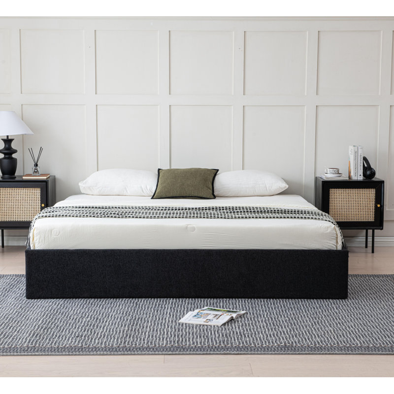 Lit de rangement relevable Braud, Noir, Roi