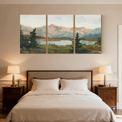 Paysage et nature, lac, paysage, paysage, ensemble de 3 impressions sur toile