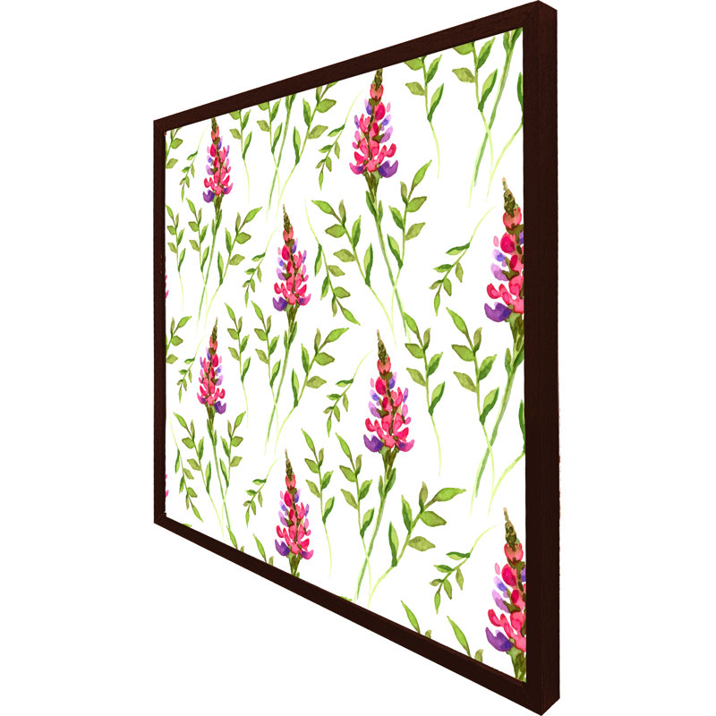 Letts Pink & Green Leaves - Single Picture Frame Print, 31cm H x 31cm W x 4cm D, Brown Framed