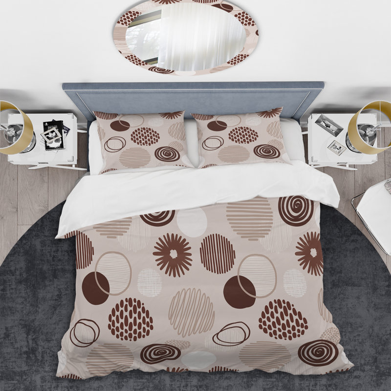 Brown Circle Dots Abstract Duvet Cover