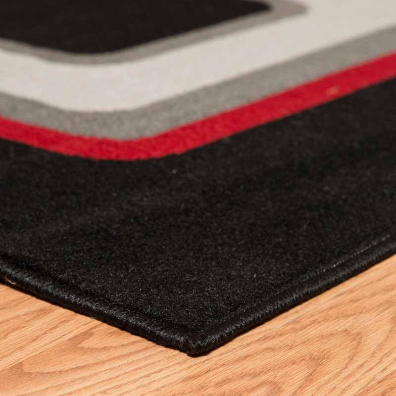 Tapis rouge / gris Elisavet, Tapis de couloir 1 pi 11 po x 3 pi 3 po