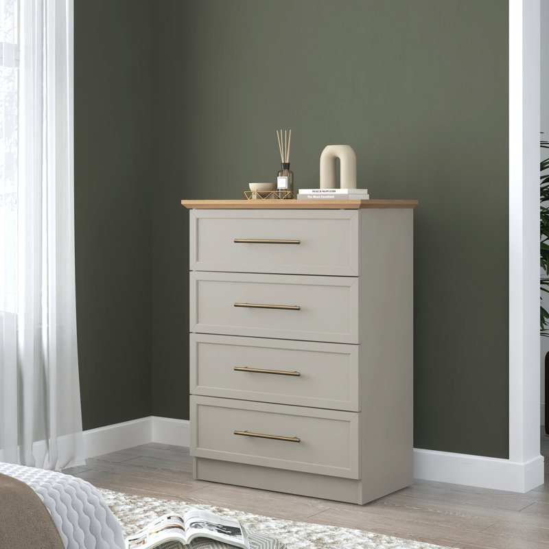 Cleverdon Feya 4 Drawer Chest Of Drawer, Grey