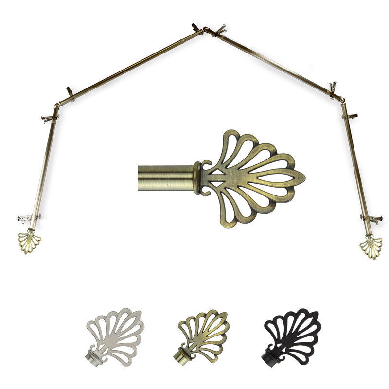 Tringle à rideaux simple à baie vitrée ajustable de 0,81 po à 0,81 po Jaylene, Laiton antique, 18 po à 28 po (chaque côté)