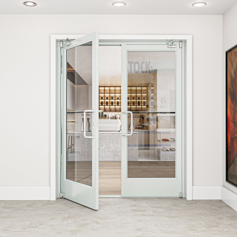72 po X 84 po Porte commerciale pré-suspendue en aluminium anodisé en deux parties, Blanc