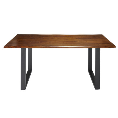 Milagros Solid Wood Top Metal Base Dining Table