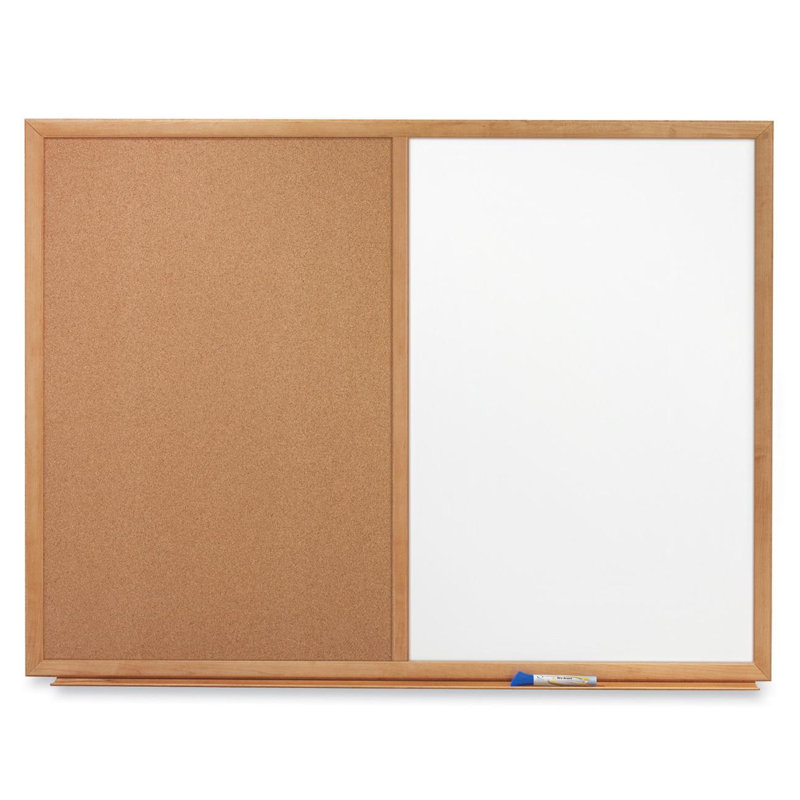 Oak Frame 36" x 24" Whiteboard and Cork Combo Board