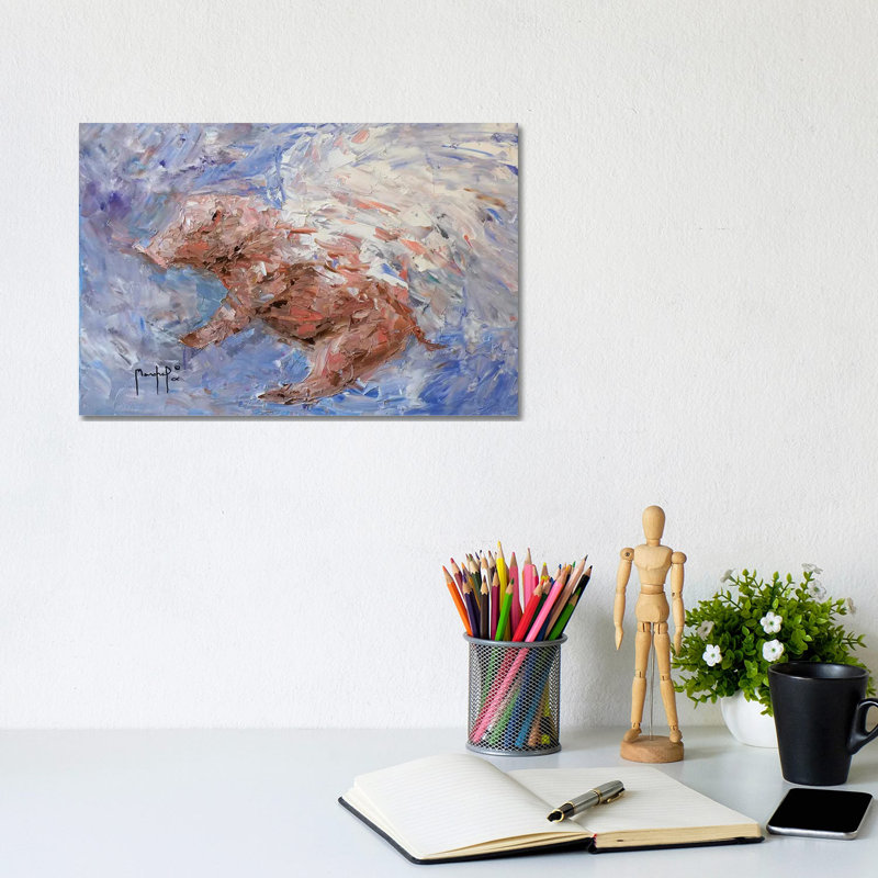 Heavenly Pig by Joseph Marshal Foster - Wrapped Canvas Painting, 20.32 cm H x 30.48 cm W