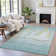 Machine Washable Indoor/Outdoor Xhevrie Teal Rug