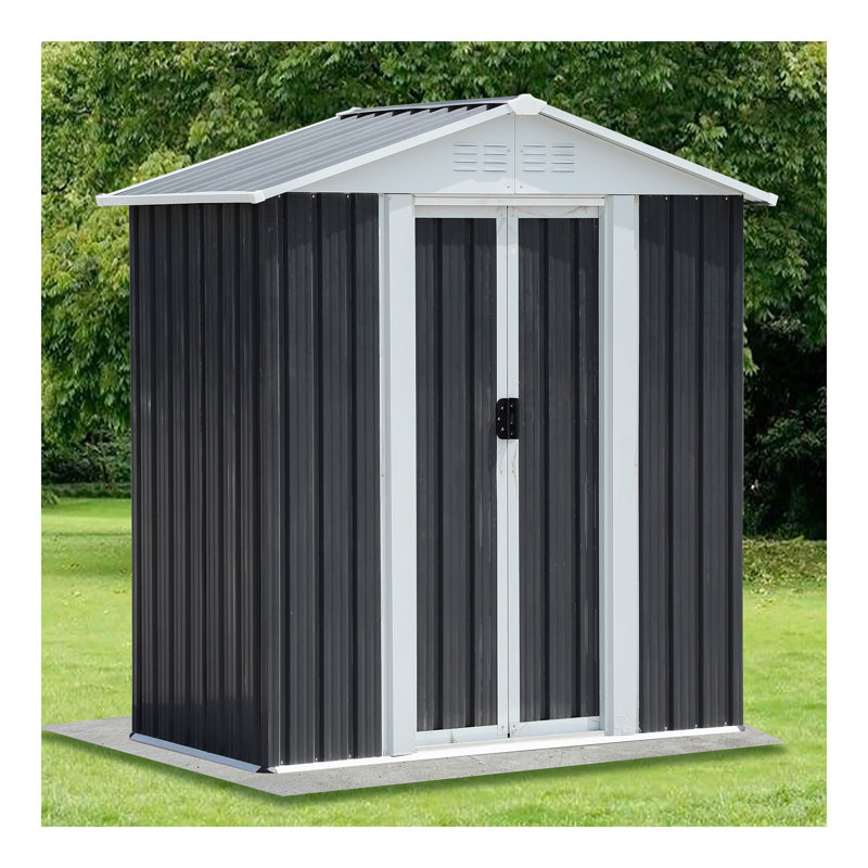5X3 Feet Dark Grey Outdoor Storage Shed With Aluminum Alloy Frame, Dark Gray