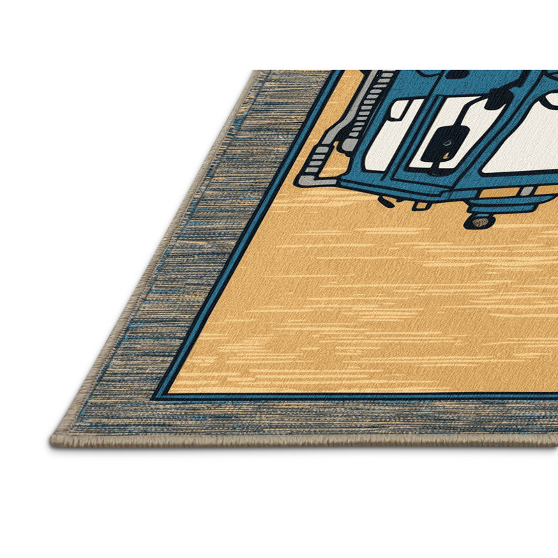 Machine Washable Transportation Brown Area Rug